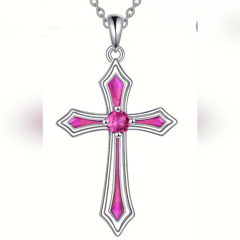 Pink Cross Necklace